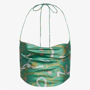 SER.O.YA ELLISON SILK TOP IN GREEN NAUTICAL SIZE SMALL